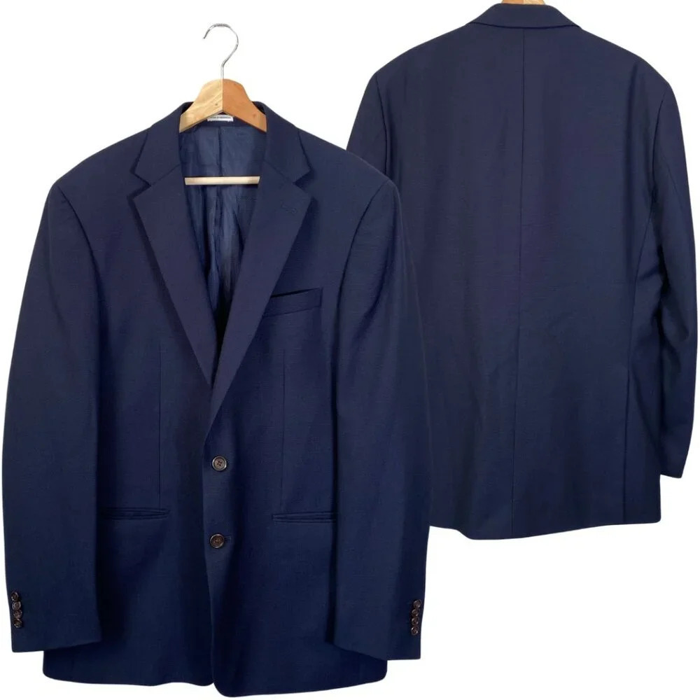 Joseph Abboud Heritage Wool Sport Coat Dinner Jacket Blazer Mens 42L Navy Career
